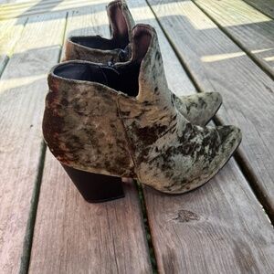 Velvety Olive green Ankle Bootie